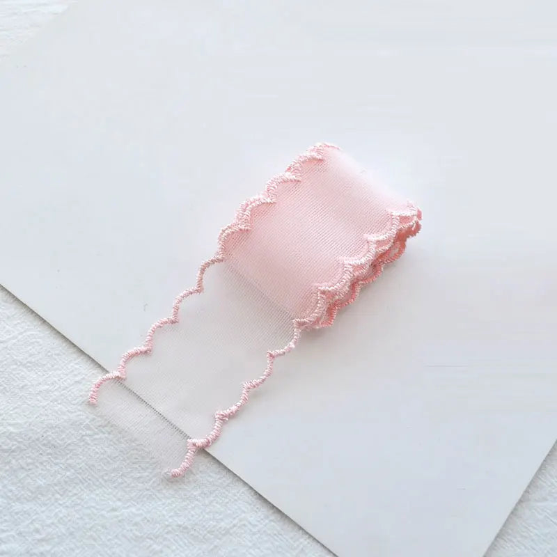 ruban dentelle fine polyester coton rose clair gris vert pâle blanc violet translucide élégant