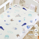 drap housse lit bébé coton motif oiseau étoile enfant chambre moderne blanc jaune gris