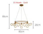 suspension lumineuse moderne or boules translucides chaînes suspendues contemporain đèn led