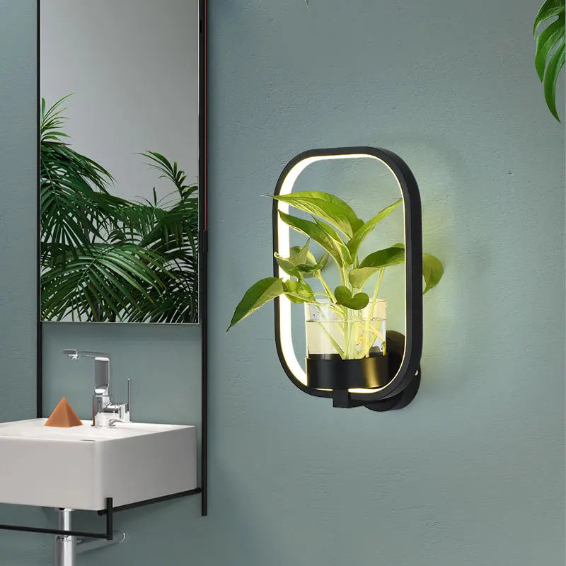 applique murale moderne minimaliste plante feuilles vertes nordique chambre cuisine entrée salle manger