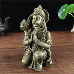 statue hanuman dieu singe bronze details sculptés decoration religieuse traditionnelle hindoue massue ornée
