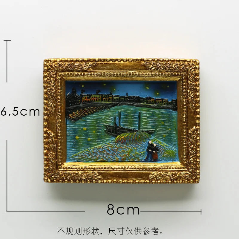 cadre photo or peinture van gogh art miniature aimants réfrigérateur nature morte starry sky