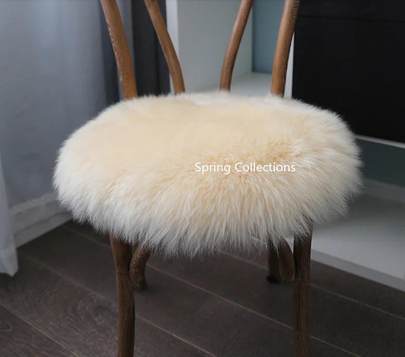 coussin chaise rond laine mouton fourrure épaisse doux confortable siège moderne
