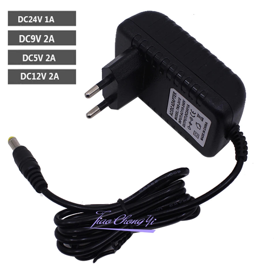 adaptateur secteur 12v 2a 24v 1a 5v 3a prise eu us câble noir classique