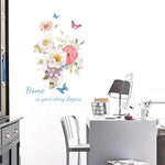 sticker mural fleurs multicolores papillons adhésif décoration maison salon chambre creative