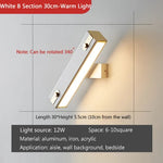 applique murale moderne or noir blanc pivotante 340 degrés minimaliste aluminium fer translucent