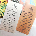 stickers alphabet manuscrit vintage calligraphique orange beige blanc noir semi transparents adhésifs journal scrapbooking