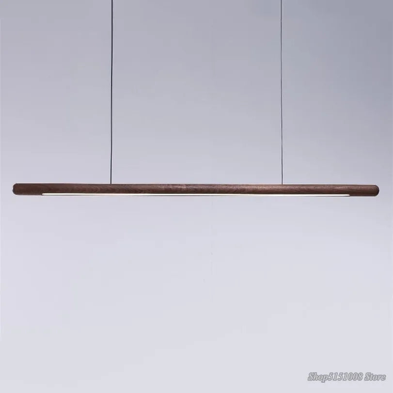 lampe suspendue bois marron foncé moderne finition brillante câbles noirs 18w 249 2000lm chambre