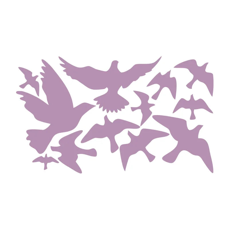 sticker mural moderne oiseaux volants blanc jaune noir 30x50cm adhésif
