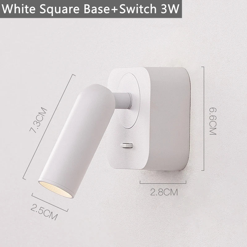 applique murale moderne blanc noir rond carré vis fixation mur 3w led 220v 110v