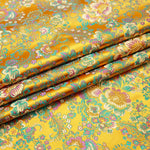 tissu brocart fleurs rouge rose jaune bleu polyester durable qualité jacquard teint decoration materiau
