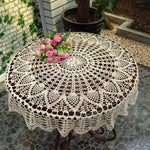 couvre table crocheté motif floral taille 70cm 80cm 90cm couleur beige clair noir traditionnel