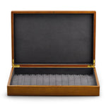 boîtes bijoux bois marron clair intérieur velours noir classique poignées dorées rangement colliers pendentifs