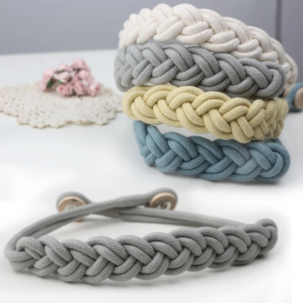 bracelet tressé blanc moderne boucle métal fixe unique accessoire mode 50cm
