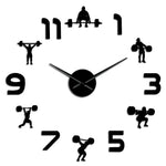 Horloge murale sportive DIY chiffres détachables personnes haltères moderne argentée