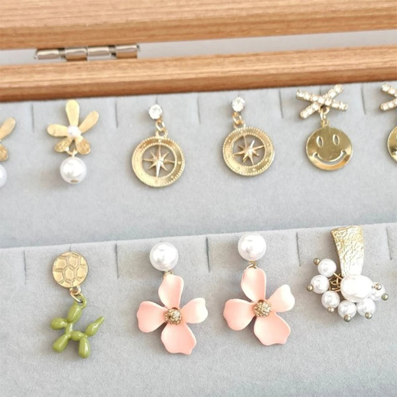 boîte bijoux bois naturel moderne boucles doreilles cadenas 35x24x5cm organisateur rangement transparent grille