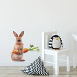 sticker mural lapin carotte décoration chambre enfant moderne résistant eau pvc autocollant animal maison