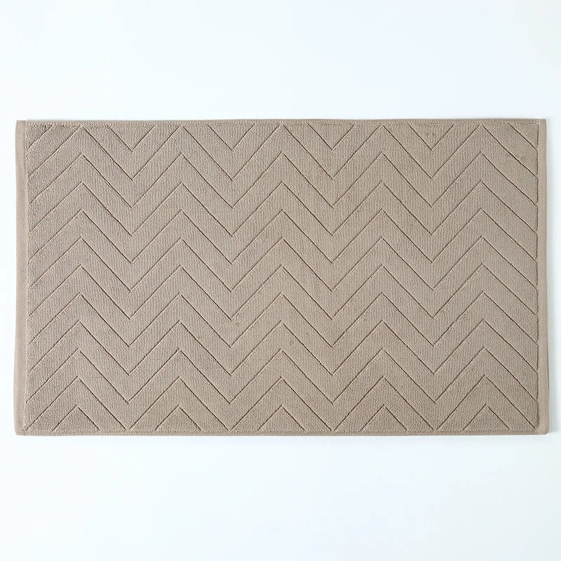 tapis bain coton gris blanc bleu olive bordure brodée absorption rapide antidérapant machine laver