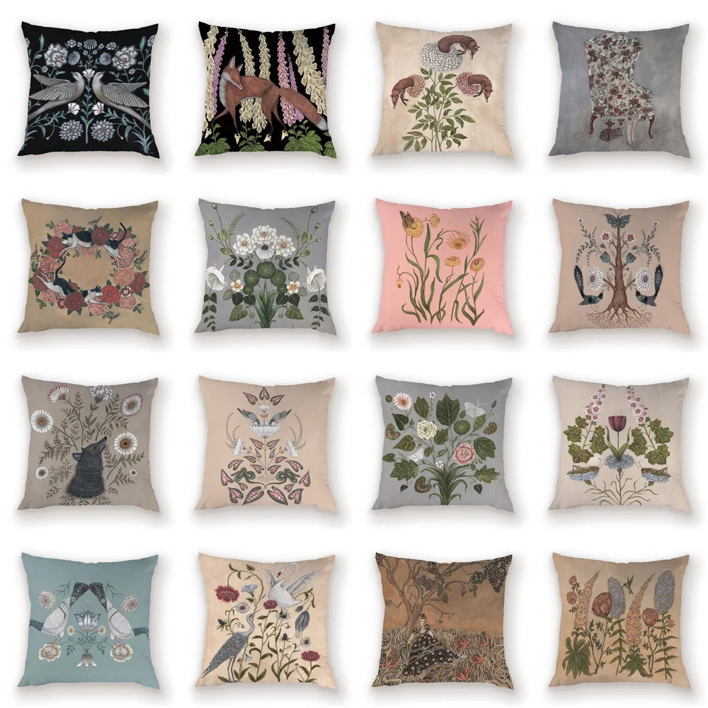 taies d'oreiller carrées fleur vintage polyester blanc décoratives