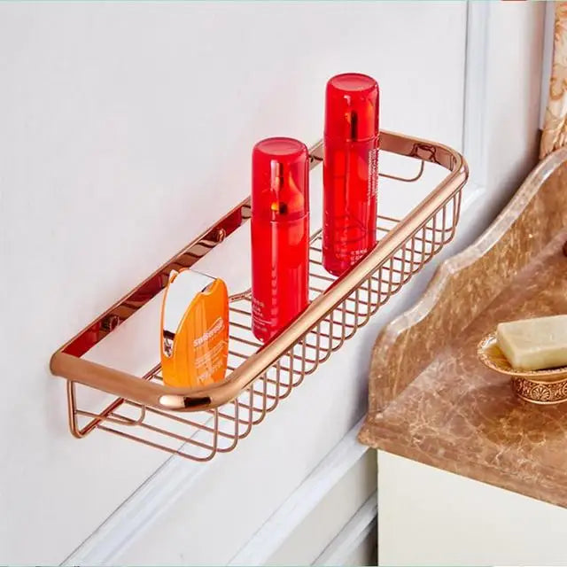 ensemble d'accessoires salle bains moderne or rose porte serviettes barres horizontales porte savon barre