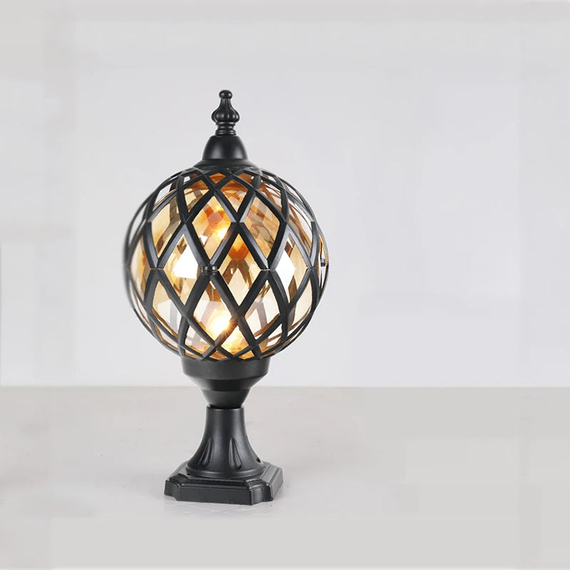 lampe table rétro noir doré géométrique vintage éclairage chambre salle manger led base sphère