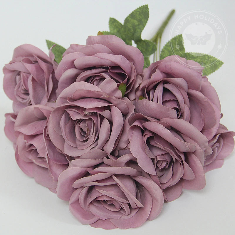 bouquet roses artificielles violettes blanches rose pâle mariage anniversaire décoration intérieure classique