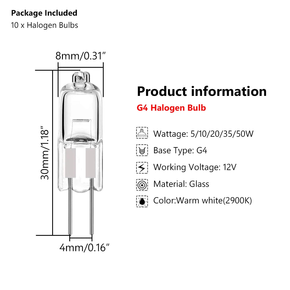 ampoules halogènes g4 5w 10w 20w 35w 50w blanc chaud lot 10 modernes