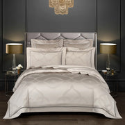 housse couette motif floral relief beige clair coton égyptien 1000tc taies oreillers élégantes luxueuses