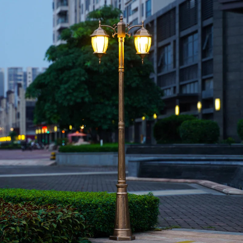 lampe rue dorée élégante classique extérieure ip65 led têtes 260cm aluminium moderne
