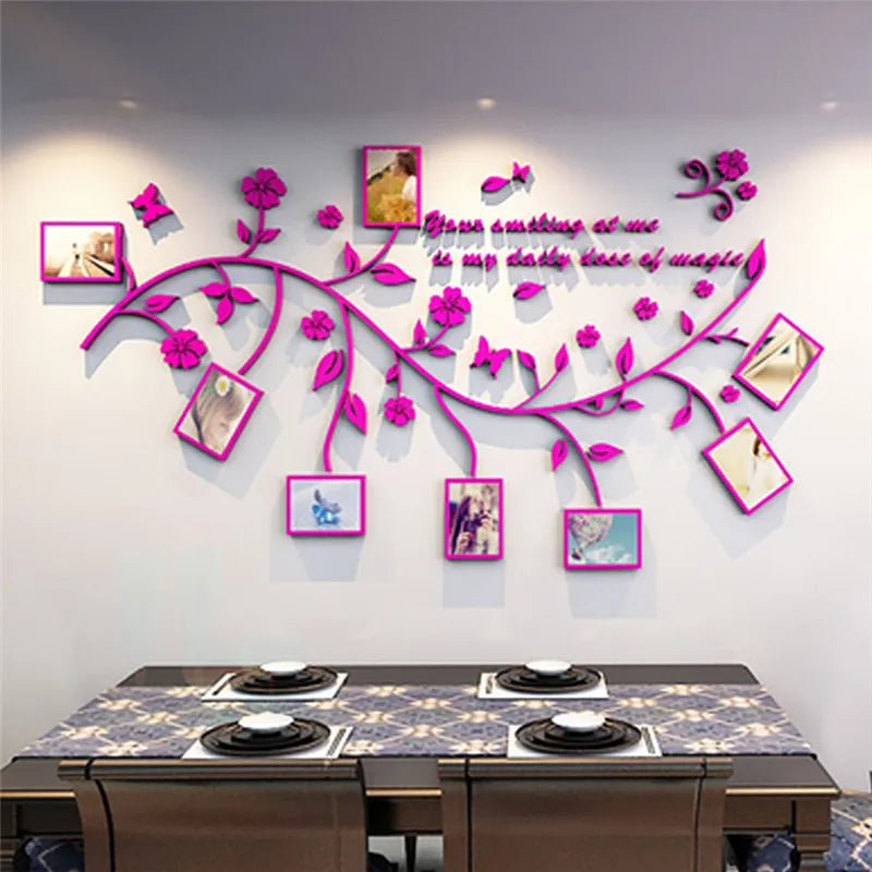 Sticker mural cadre photo 3D arbre PVC noir