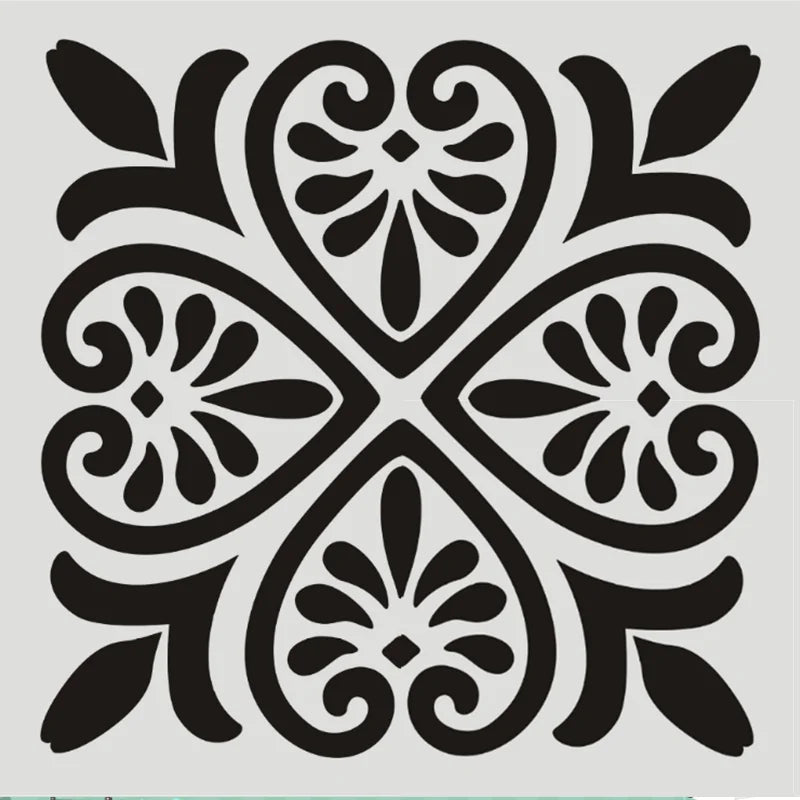 Stencil transparent floral laser cut artisanal 30x30cm peinture décoration scrapbooking
