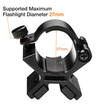 support montage lampe torche noire métal texturé vissage rail picatinny