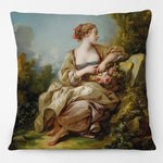 oreiller decoratif carré motif floral texture satinée classique beige rose vert