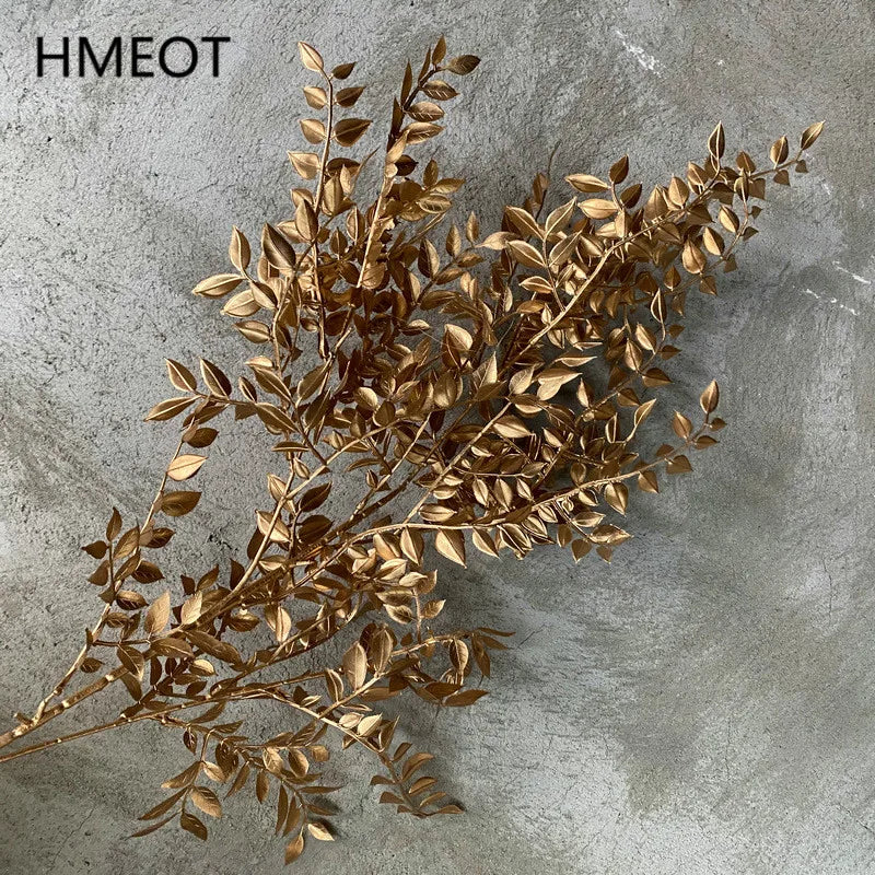 décoration extérieure maison branche artificielle or gris feuilles naturel minimaliste 100cm événement mariage