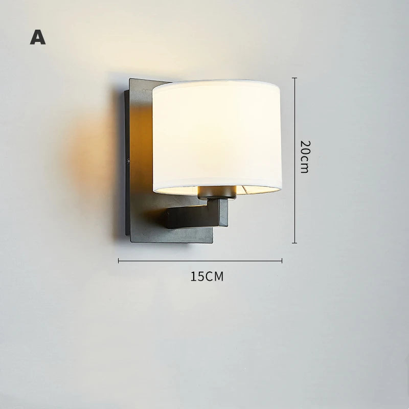lampe murale moderne abat jour tissu noir blanc éclairage chambre salon entrée minimaliste