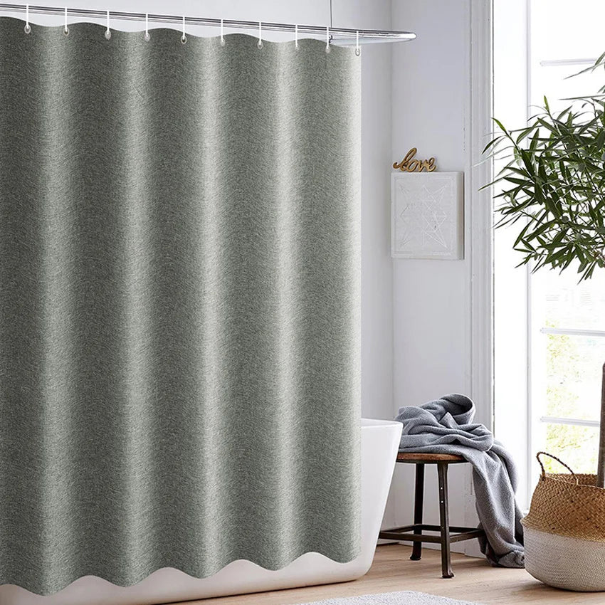 rideau douche gris moderne étanche texturé tissu imitation lin océanique 100x180cm