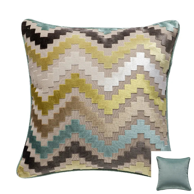 housse coussin polyester zigzag gris moderne décoration maison lit voiture 45x45cm 30x50cm 50x50cm