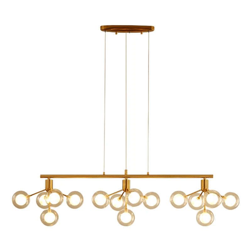 suspension lumineuse moderne or boules translucides chaînes suspendues contemporain đèn led