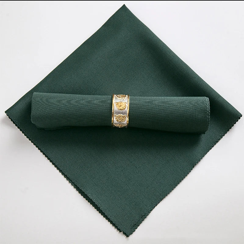 serviettes table pliées polyester 48x48cm orange vert beige gris violet marron rouge classique clips