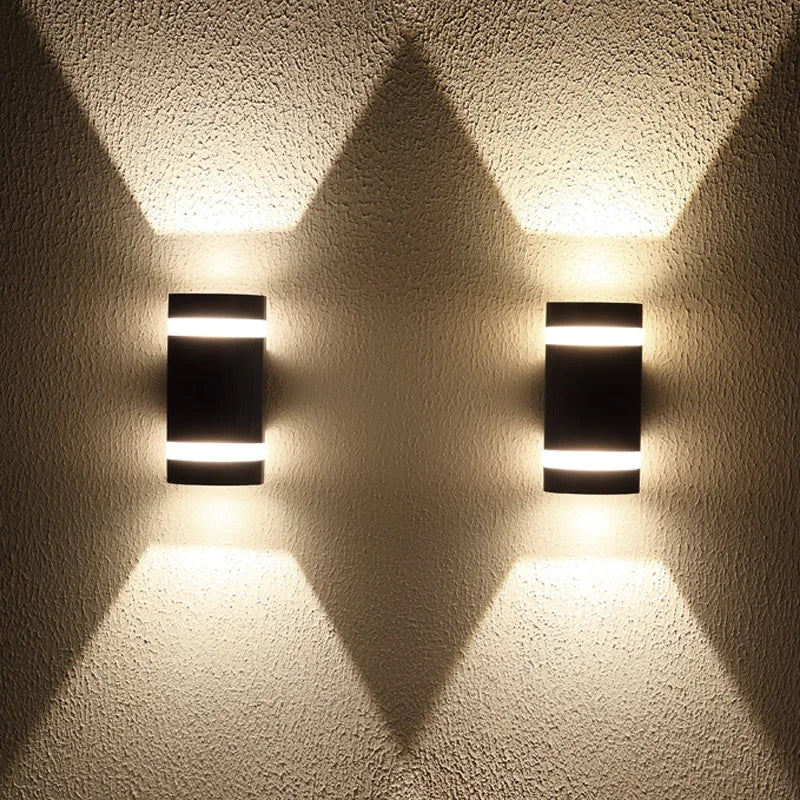applique murale led extérieure moderne ip65 aluminium texturé noir blanc 6w 12w