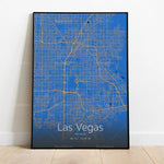 La carte détaillée de Las Vegas, Nevada, montre le réseau routier complexe de cette ville connue pour ses attractions touristiques et son animation nocturne.