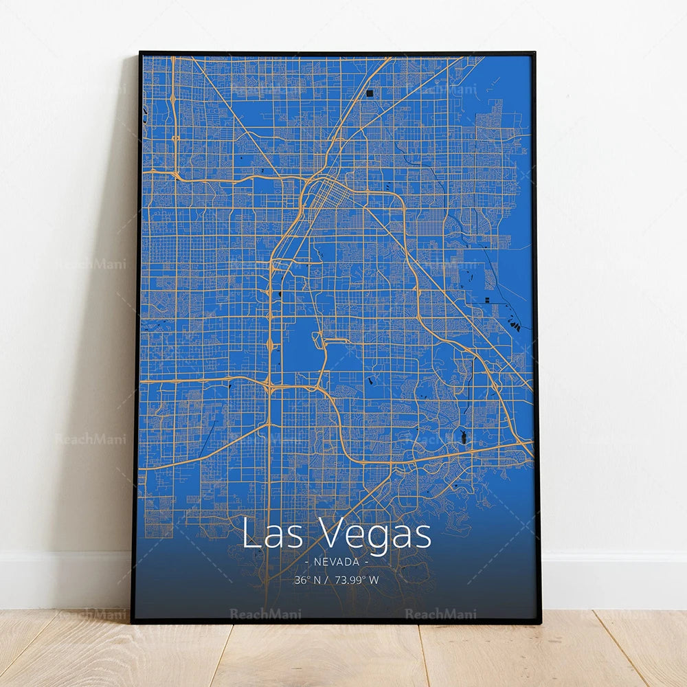 La carte détaillée de Las Vegas, Nevada, montre le réseau routier complexe de cette ville connue pour ses attractions touristiques et son animation nocturne.