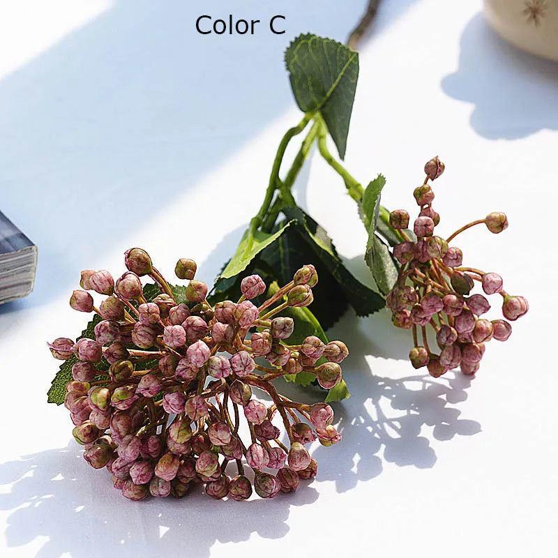 bouquet artificiel hortensia mariage rouge blanc vert naturel détaillé