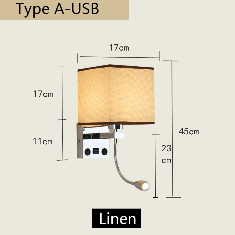 lampe murale moderne toile lin noir beige interrupteur usb 249 2000 lumens chambre cuisine