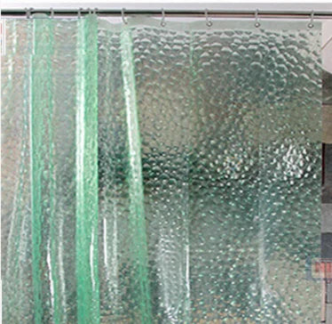 rideau douche moderne hexagones transparent bleu clair douche salle bain étanche PEVA