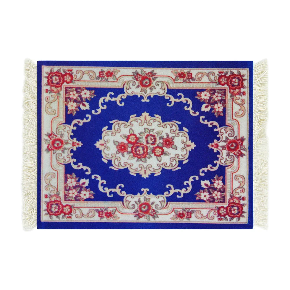 tapis floral orné anti dérapant rouge blanc vert bleu noir tissu caoutchouc