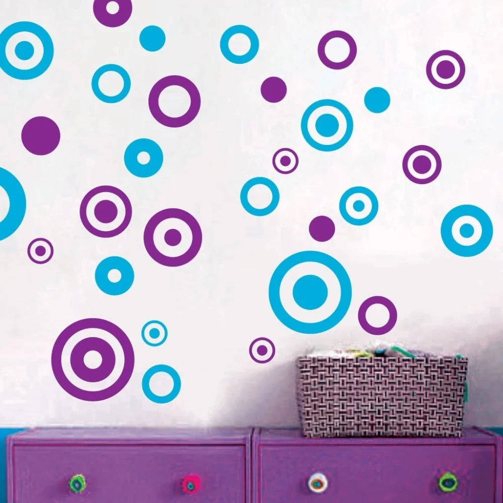 stickers muraux modernes rose blanc bleu vert noir jaunes violets circles différents haute qualité