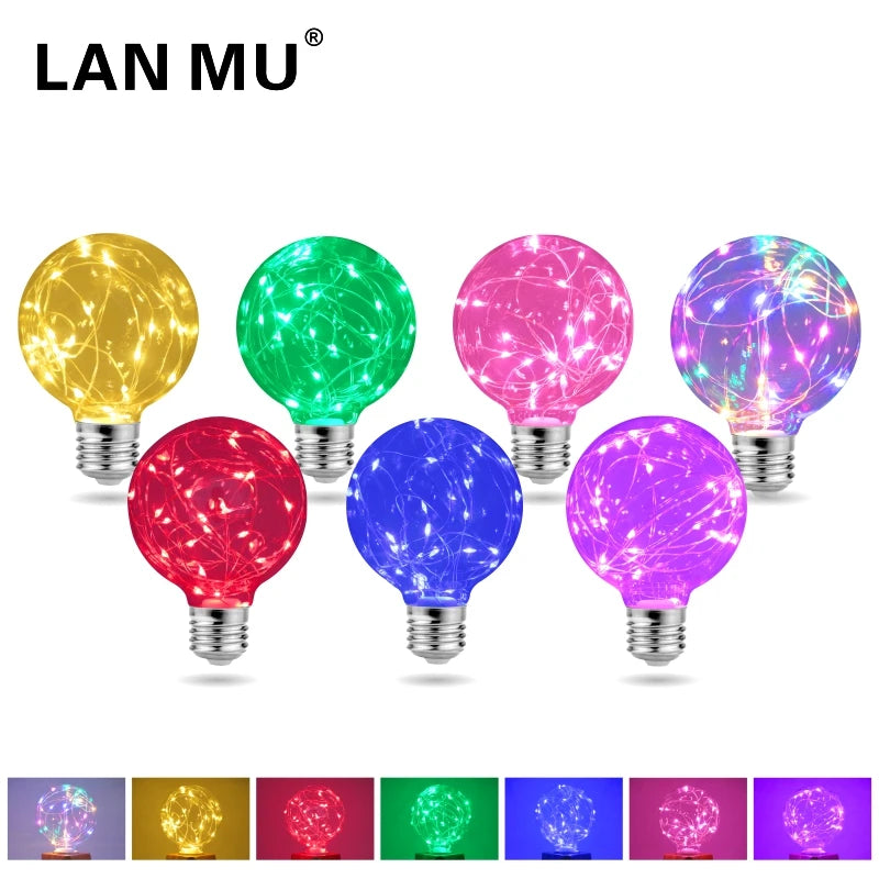 ampoule led décorative multicolore fil cuivre entrelacé opacité verre e27