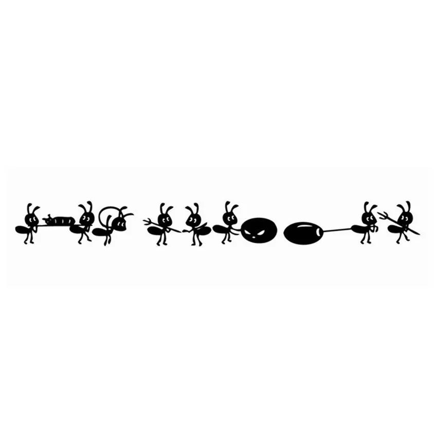 autocollant mural dessin animé fourmis noires silhouettes insectes objets chambre enfants decoration maison