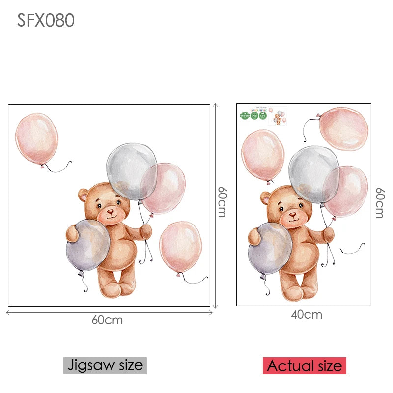 Autocollant ours brun sur meuble de chambre bébé